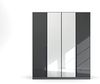 Kleiderschrank Drehtürenschrank Modern | 4-türig | mit Spiegeltüren | grau metallic / Glas basalt | 181x210 Bild 4