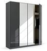 Kleiderschrank Drehtürenschrank Modern | 4-türig | mit Spiegeltüren | grau metallic / Glas basalt | 181x210 Bild 5