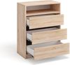 KOMTO Kommode Leon mit 3 Schubladen - Komodenschrank für Schlafzimmer, Schubladenkommode mit 1 offenen Fächern für Wohnzimmer 70 x 37 x 90 cm Bild 4