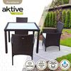 Aktive 61073 – Rattan-Gartentisch- und Stuhlset | Terrassentisch und Stühle beinhaltet 4 Gartenstühle und 1 Gartentisch 100x75 cm | Garten- und Terrassenmöbel Bild 2