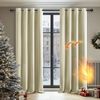 Deconovo Verdunkelungsgardinen mit Ösen Fenster Jugendzimmer Blickdicht, 138x132 cm(HöhexBreite), Beige, 2er Set Bild 2