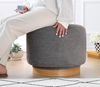 Atelier Del Sofa Stylish Grey Pouffe, 100% Cotton, 360° Rotatable, 6 cm Sponge, Oak Wood Legs, 55 x 55 x 43 cm | Perfect for Modern Living Rooms & Bedrooms Bild 3