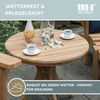 MR. DEKO Beistelltisch aus Teakholz rund Ø60 cm natur massiv Outdoor wetterfest (Ideal zu Deckchairs kombinierbar – für drinnen & draußen geeignet, 1-St), Plantagen-Teak Vollholz – wetterfest, vielseitig, leicht montierbar Bild 5