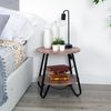 MEUBLE COSY Nachttisch 2er Set Beistelltisch Nachtschrank mit offenen Ablagen Wohnzimmertisch Sofatisch für Schlafzimmer Wohnzimmer Büro, Industrie, aus Ingenieurholz Metall, Hellbraun + Schwarz Bild 5