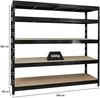 PROREGAL Profi Schwerlastregal Rhino EXTRA BREIT schwarz HxBxT 180 x 200 x 60 cm Fachlast 500kg 5X Spanplatten-Ebenen 8mm Garagenregal, Lagerregal, Steckregal, Weitspannregal Bild 2