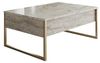 Hanah Home Elegant Coffee Table, Travertine & Gold, 90 x 60 x 40 cm | 100% Melamine Coated Particle Board, 18 mm Thick, Sturdy Metal Legs | Modern Marble Design Bild 5