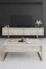 Hanah Home Elegant Coffee Table, Travertine & Gold, 90 x 60 x 40 cm | 100% Melamine Coated Particle Board, 18 mm Thick, Sturdy Metal Legs | Modern Marble Design Bild 4