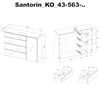 Kommode SANTORIN weiß mit Glasfront, Schrank Korpus in weiß mit Oberboden in Glas-mit viel Stauraum und Schubladen für Ihren Wohnbereich - 135 x 99 x 40 cm (B/H/T) Bild 3