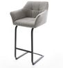 Barstuhl Yulo-Flex Strukturstoff Soft Grau Freischwinger Flach Metall Schwarz Bild 2