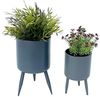 DanDiBo Blumentopf mit Füßen Pflanztopf Blumenkübel mit Beinen Metall Grau 2er Set 96260 Modern Pflanzenständer Bild 5