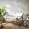 HOME DECO FACTORY, HDO7309, Schaukelstuhl Miami, weißes Holzimitat, natürliches Crush, Möbel, Gartenmöbel, Sitz für den Außenbereich, 92 x 69 x 130 cm, Sitzhöhe 46 cm, Beigebraun Bild 2