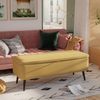 HOMCOM Sitzbank mit Stauraum, Leinenoptik, Stahlbeine (Bettbank, 1-St, Polsterbank), für Wohnzimmer, Flur, bis 150 kg belastbar, 101 x 38,5 x 44,5 cm, Gelb Bild 2