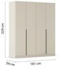 Rauch Möbel Alabama, Kleiderschrank, Garderobe, 4-türig, Zubehör Premium, 2 Kleiderstangen, 7 Einlegeböden, Schubladeneinsatz, Farbe Beige, Griff Grau metallic, 181 x 229 x 54 cm Bild 3