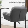 HOMCOM Barhocker Bistrohocker mit Lehne und Fußstütze (Bistrohocker, 2 St, Barstuhl), Grau 57,5 x 52,5 x 93-114 cm Bild 5