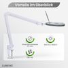 Lumeno Lupenlampe 721X LED Lupenleuchte CRI>90 mit Tischklemme und 127 mm Echtglaslinse, LED fest integriert, Kaltweiß, 6500 K, LED Leuchte Bild 2