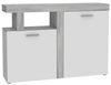 Forte JULEDA Moderne Kommode 120 130 mit 2 Türen und Einlegeböden, Sideboard Wohnzimmer, Holzwerkstoff, Nordisch Eiche Grau Holzdekor/Weiß, 128,4 cm breit x 91,5 cm hoch x 33,8 cm tief Bild 3