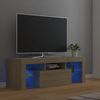 vidaXL TV Schrank mit LED-Leuchten Lowboard Fernsehschrank Fernsehtisch Sideboard HiFi-Schrank TV Möbel Tisch Board Sonoma-Eiche 120 x 35 x 40 cm Bild 2