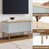 Moderner Couchtisch 80 cm Mit 2 Türen und Roll-Laden, Skandinavischer Sofatisch für Wohnzimmer, Grau-Weiß Bild 3