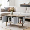 Moderner Couchtisch 80 cm Mit 2 Türen und Roll-Laden, Skandinavischer Sofatisch für Wohnzimmer, Grau-Weiß Bild 5