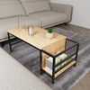 Hanah Home Stylish Oak Coffee Table, 110 x 60 x 50 cm | 100% Melamine Coated Particle Board, 18 mm Thick | Durable Electrostatic Powder Coated Metal Legs | Modern Design Bild 3