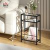 HOMCOM Beistelltisch kleiner Couchtisch mit 3 Ebenen, Tischplatte aus Hartglas (Sofatisch, 1-St, Modernes Nachttisch), für Wohnzimmer, Schlafzimmer, Schwarz Bild 2