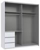 Schwebetürenschrank >Stade< in WEISS und Spiegel - 168x198x63cm (BxHxT) Bild 3