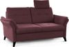 CAVADORE 2er Sofa Grönland / Skandinavische 2-Sitzer-Couch mit Federkern, Sitztiefenverstellung + Kopfstütze / 173 x 90 x 102 / Flachgewebe, Rot Bild 4