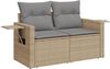 vidaXL 13-tlg. Garten-Sofagarnitur mit Kissen Beige Poly Rattan 3257130 Bild 5