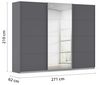 Rauch Möbel Kulmbach, Kleiderschrank mit Schwebetüren für Schlafzimmer, Kinderzimmer, Jugendzimmer, Garderobe, Flur, 3-türig, mit Spiegel, Zubehör Basic, Farbe Grau metallic, Schwarz, Breite 271 cm Bild 3