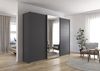 Rauch Möbel Kulmbach, Kleiderschrank mit Schwebetüren für Schlafzimmer, Kinderzimmer, Jugendzimmer, Garderobe, Flur, 3-türig, mit Spiegel, Zubehör Basic, Farbe Grau metallic, Schwarz, Breite 271 cm Bild 2