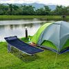 Outsunny Feldbett klappbares Klappbett (Campingbett mit Kopfkissen, Seitentasche, 1-St, Gästebett bis 150 kg belastbar) Reisen, Outdoor, Oxford, Dunkelblau Bild 2