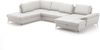 Cavadore Wohnlandschaft Castiel mit Federkern / Sofalandschaft mit großem Longchair, Sitztiefenverstellung und satinierten Metallfüßen / 363 x 89 x 223 / Echtleder, Weiß Bild 4