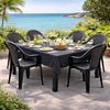 6 Stapelstuhl Gartenstuhl Kunststoff Wetterfest Rattan Optik Anthrazit Bild 2
