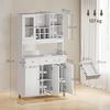 HOMCOM Küchenbuffet mit 2 Glastüren, 3 Schubladen, 4 verstellbare Regale (Hochschrank, 1-St, Buffetschrank) für Küche, Esszimmer, Weiß Bild 3