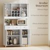 HOMCOM Küchenbuffet mit 2 Glastüren, 3 Schubladen, 4 verstellbare Regale (Hochschrank, 1-St, Buffetschrank) für Küche, Esszimmer, Weiß Bild 4