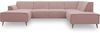 DOMO Collection Jules Wohnlandschaft, Skandinavisches Sofa mit Federkern, Couch in U-Form, rosa (Flamingo), 159 x 333 x 191 cm Bild 5
