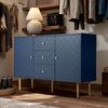 Buffet Marineblau Esszimmer Sideboard mit 2 Türen & 3 Schubladen, Fischschuppenmuster Design, Höhenverstellbarer Einlegeboden & Goldbeine, 120×40×83 cm Bild 5