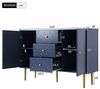 Buffet Marineblau Esszimmer Sideboard mit 2 Türen & 3 Schubladen, Fischschuppenmuster Design, Höhenverstellbarer Einlegeboden & Goldbeine, 120×40×83 cm Bild 3