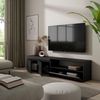 Skraut Home | TV-Schrank, Lowboard | für Wohnzimmer und Esszimmer | 200 x 45 x 35 cm | Für TV-Geräte bis zu 80" | Fernsehtisch | Moderner Stil | Schwarz Bild 4