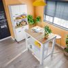 Habitdesign, großer Küchenhochschrank mit 4 Türen und 1 Schublade – platzsparender Küchenschrank in Artik weiß & Naturholz-Optik, viel Stauraum, Maße: 72 x 185 x 40 cm (B x H x T), Modell Kira Bild 2