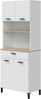 Habitdesign, großer Küchenhochschrank mit 4 Türen und 1 Schublade – platzsparender Küchenschrank in Artik weiß & Naturholz-Optik, viel Stauraum, Maße: 72 x 185 x 40 cm (B x H x T), Modell Kira Bild 5