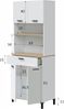 Habitdesign, großer Küchenhochschrank mit 4 Türen und 1 Schublade – platzsparender Küchenschrank in Artik weiß & Naturholz-Optik, viel Stauraum, Maße: 72 x 185 x 40 cm (B x H x T), Modell Kira Bild 3