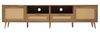 39F Furniture Dream TV Lowboard mit Rattan-Türen, Fernsehtisch aus Holz mit 2 Schubladen und offenem Fach, TV-Ständer bis 75 Zoll, TV Möbel im Retro Design, 200×37×48.5 cm Bild 5
