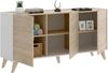 Dmora - Kommode Avez, Wohnzimmer-Buffet, modernes Wohnzimmer-Sideboard mit 3 Türen, 155 x 43 x 75 cm, Eiche und Weiß Bild 2