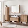 FACKELMANN NATURA Waschtisch Set mit Spiegelschrank 94 cm breit, Braun hell, Aufsatzwaschbecken Keramik Weiß + LED Spiegelschrank Bild 5