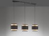 LED Pendelleuchte 3-flammig, Rattan Lampenschirme mit Stoff, Breite 74cm Bild 3