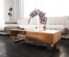 Couchtisch New Live-Edge 115x60 cm Akazie Natur 2 Schubladen 1 Fach Kufe Edelstahl gebürstet Bild 2
