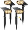 Linkind Solar Außenlampe mit Bewegungsmelder, 3000K Warmweiß, 3 Modi (inkl. Dauerlicht), 1000Lm wegeleuchte von 2 Installation, StarRay IP67 Solar LED Strahler Garten für Carport, 4 Stück Bild 1