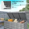Outsunny Gartenbox mit Deckel, eingebautem Griff, Stauraum, UV-beständig (wetterfest Kissenbox, 1 St, 380L Rattan Auflagenbox), für Garten, Balkon, 130 x 61 x 65 cm, Dunkelgrau Bild 4