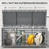Outsunny Gartenbox mit Deckel, eingebautem Griff, Stauraum, UV-beständig (wetterfest Kissenbox, 1 St, 380L Rattan Auflagenbox), für Garten, Balkon, 130 x 61 x 65 cm, Dunkelgrau Bild 3